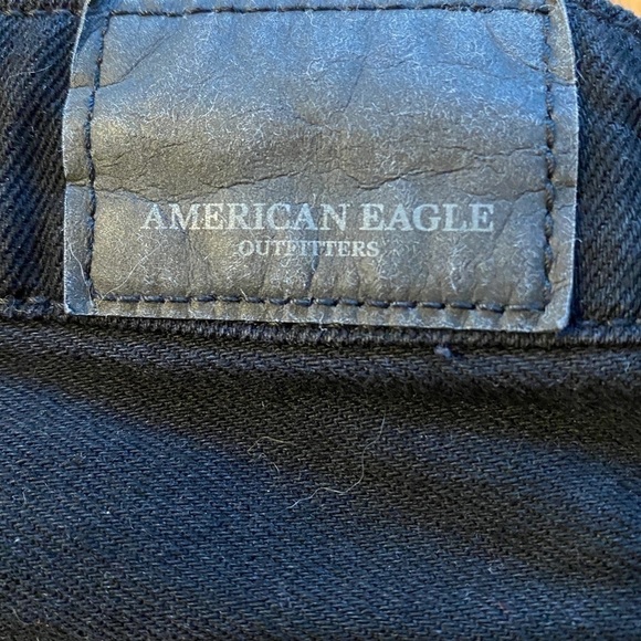 American Eagle Outfitters Hi Rise Festival Mini Jean Skirt Black Fringe Distress - Picture 4 of 12